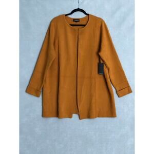Rafaella Women's 2X Open Front Cardigan in Buckthorn Brown NEW